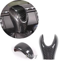 2PCS Real Carbon Fiber Gear Shift Knob Head Cover Trim For Corvette C6 2005-2013