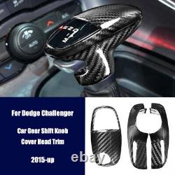 3Pcs Carbon Fiber Car Gear Shift Knob Head Trim Cover For Dodge Challenger 2015+
