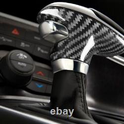 3Pcs Carbon Fiber Car Gear Shift Knob Head Trim Cover For Dodge Challenger 2015+