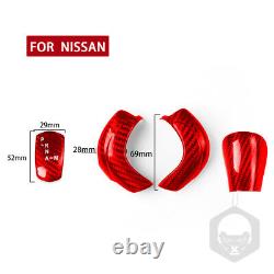 4Pcs Carbon Fiber Gear Shift Head Knob Cover Set For NISSAN GTR R35 08-16 Red