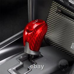 4Pcs Carbon Fiber Gear Shift Head Knob Cover Set For NISSAN GTR R35 08-16 Red