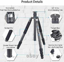 72.6 in Carbon Fiber Tripod Stand & Double Panoramic Ball Head for DSLR Camera