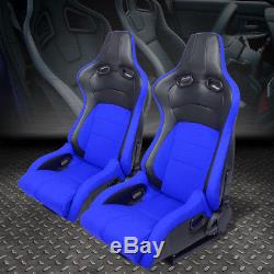 Blue+black Leather High Head+carbon Fiber Design Reclinable Sport Racing Seats
