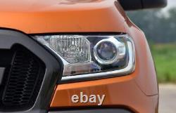 Carbon Fiber Exterior Head Light Lamp Cover Trim 2PCS For Ford Ranger 2015-2022
