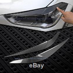 Carbon Fiber Head Light Lamp Eyebrow Eyelid Cover Trim for BMW X1 F48 2016-2017
