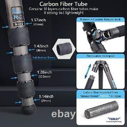 Carbon Fiber Tripod Low Profile Ball Head Kit Monopod Set with 52mm For Camera