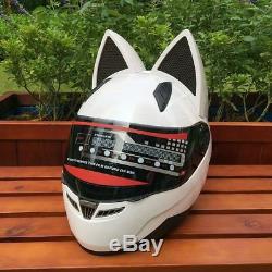 Cat Ears Full Face Helmet Catwoman Lightweight Motorcycle Racing Lady Head Gear