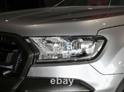 Fit For Ford Ranger 2015-2020 Front Head Light Lamp Frame Trim ABS Carbon Fiber
