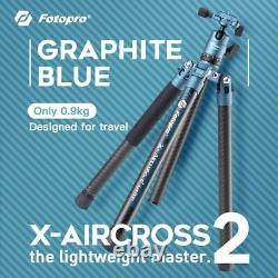FotoPro X-Aircross 2 5-Section Carbon Fiber Tripod with FPH-42Q Ball Head, Blue