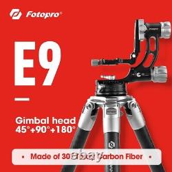 Fotopro E9 Eagle Series Gimbal Head and 4 Section Carbon Fiber Tripod Everything