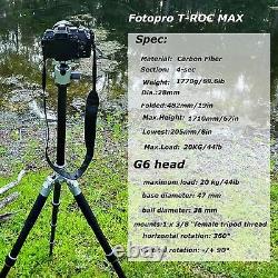 Fotopro T-ROC MAX Professional Carbon Fiber Camera Tripod with G5 Ball Head