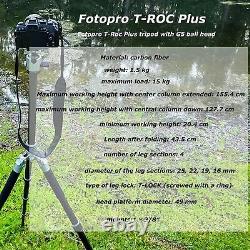 Fotopro T-ROC Plus Professional Carbon Fiber Camera Tripod with G5 Ball Head