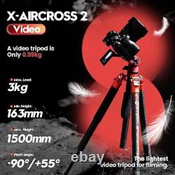 Fotopro X-Aircross 2 Carbon Fiber Video Tripod w Fluid Head /Centre Pole Grey
