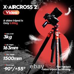 Fotopro X-Aircross 2 Carbon Fiber Video Tripod w Fluid Head /Centre Pole Orange