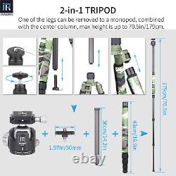 INNOREL Carbon Fiber 2-IN-1 Camera Tripod & Monopod RT75CG Camo Travel Tripod