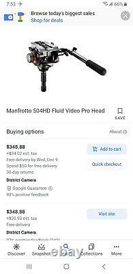 Manfrotto 504hd fluid video pro head with Manfrotto carbon fiber 535 tripod