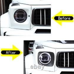 Matte carbon fiber Front Head Light Frame Trim Cover For Benz G-Class G63 19-22