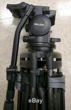 Miller Arrow 40 Head & Quick Release Carbon Fiber Legs Tripod 100mm Floor spread