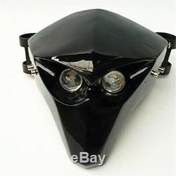 Motorcycle Carbon Fiber LED Headlight Fairing Skeleton Skull Head Light Custom