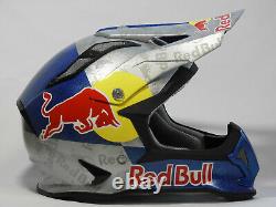 Red Bull KYT strike eagle dirtbike helmet. Spray painted graphics