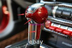 Red Carbon Fiber Gear Head Shift Knob Cover Grip Trim For Ford Mustang 2015-2020