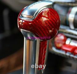 Red Carbon Fiber Gear Head Shift Knob Cover Grip Trim For Ford Mustang 2015-2020