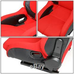 Red+black Leather High Head+carbon Fiber Design Reclinable Sport Racing Seats