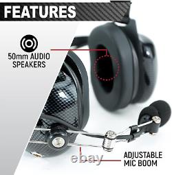 Rugged Carbon Fiber behind the Head Headset and Adaptor Cable for Intercoms Fe