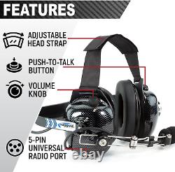 Rugged Carbon Fiber behind the Head Headset for Racing Radios Electronics Com