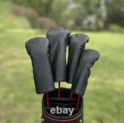 Simple Black Carbon Fiber or Brick Themed Golf Club Head Covers Dr/FwithH