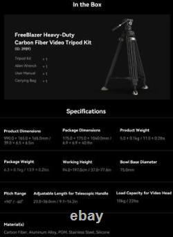 SmallRig AD-100 78 FreeBlazer Heavy-Duty Carbon Fiber Video Tripod Kit 22lbs