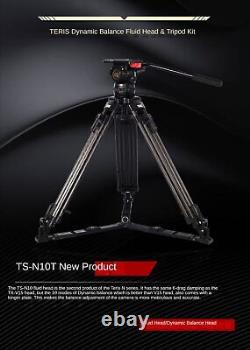 TERIS Professional Carbon Fiber Video Camera Tripod Fluid Head 12KG TS-N10T plus