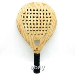 Wooden Paddle Head Tennis Racket Beach Racquet Carbon Fiber Soft Face Cover