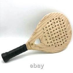 Wooden Paddle Head Tennis Racket Beach Racquet Carbon Fiber Soft Face Cover